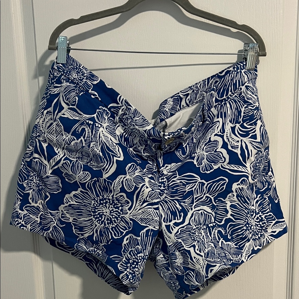 Lilly Pulitzer Navy and White Floral Bermuda Shorts